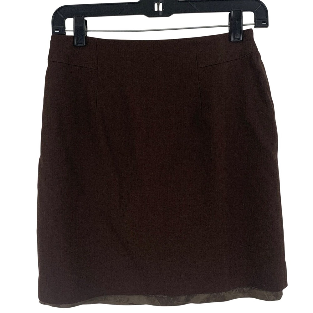 Embassy Row Petites Pencil Skirt Womens 8P Brown‎ Wool Blend Made USA